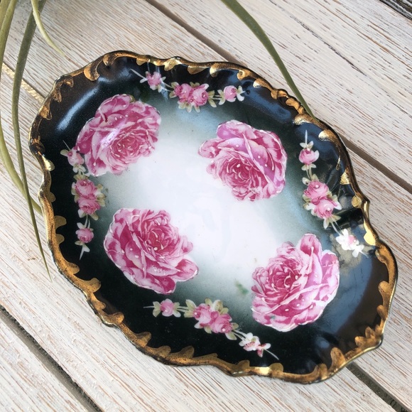 Antique Victorian porcelain hand painted rose dish - Picture 3 of 10